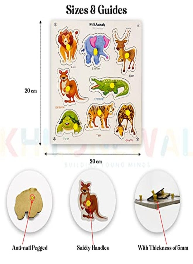 Khilonewale Combo of 6 Wooden Knob Puzzles for Toddlers - 20×30 cm Learning Boards for 3+ Years Kids Toys Boys, (Combo 2) - Image 3